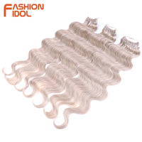24 Inch Body Wave Crochet Hair – Synthetic Ombre Blonde Goddess Crochet Braids Natural Wavy Extensions