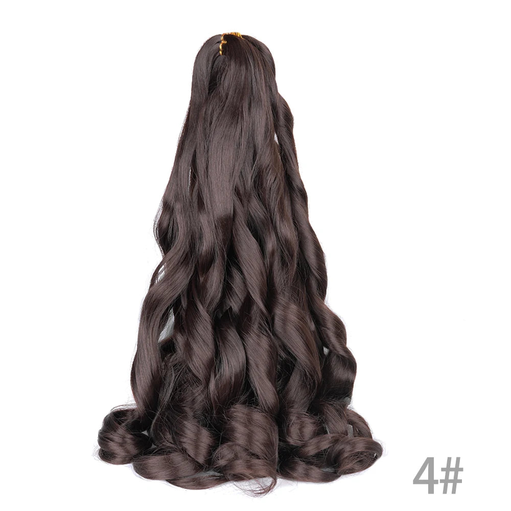 1B/Pink 24" Synthetic French Curly Braiding Hair Pre Stretched Loose Wavy Spiral Curl Crochet Braids Hair Extensions for Women