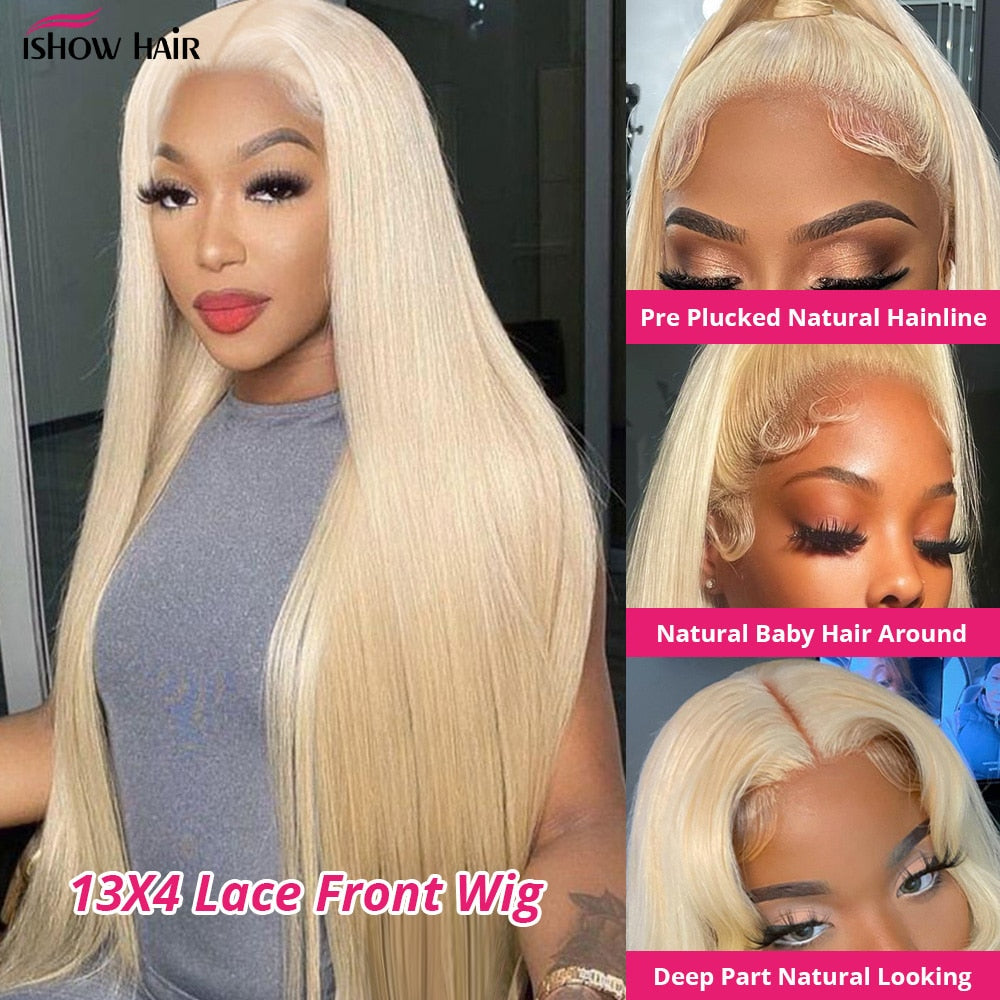 Blonde Lace Front Wig Human Hair HD Transparent 613 Straight Lace Front Wigs