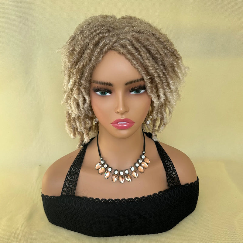 Locs Afro Bob Braided Wig Synthetic Faux Locs Crochet Twist Braiding Wig Versatile Dreadlocks Style Short Wigs For Women