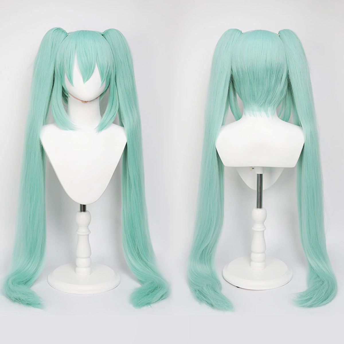 Anime Cosplay Wig, 110cm Double Ponytail Synthetic Fiber Blue Green Wig, Halloween, Christmas