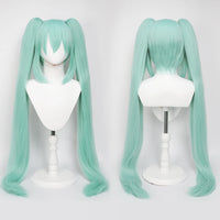 Anime Cosplay Wig, 110cm Double Ponytail Synthetic Fiber Blue Green Wig, Halloween, Christmas