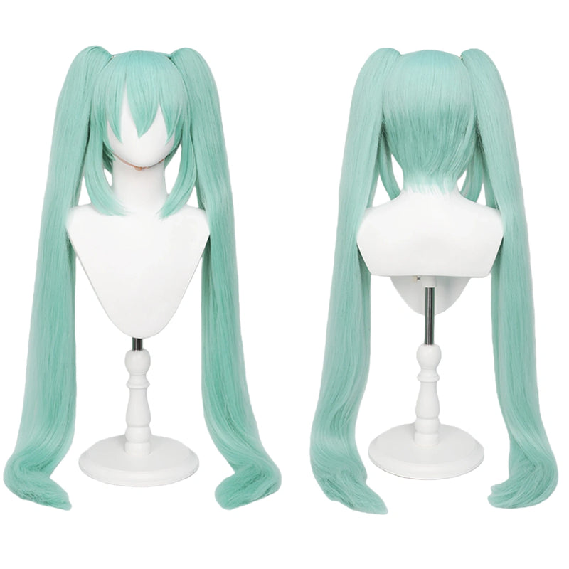 110cm Long Aqua Green Double Ponytail Cosplay Wig