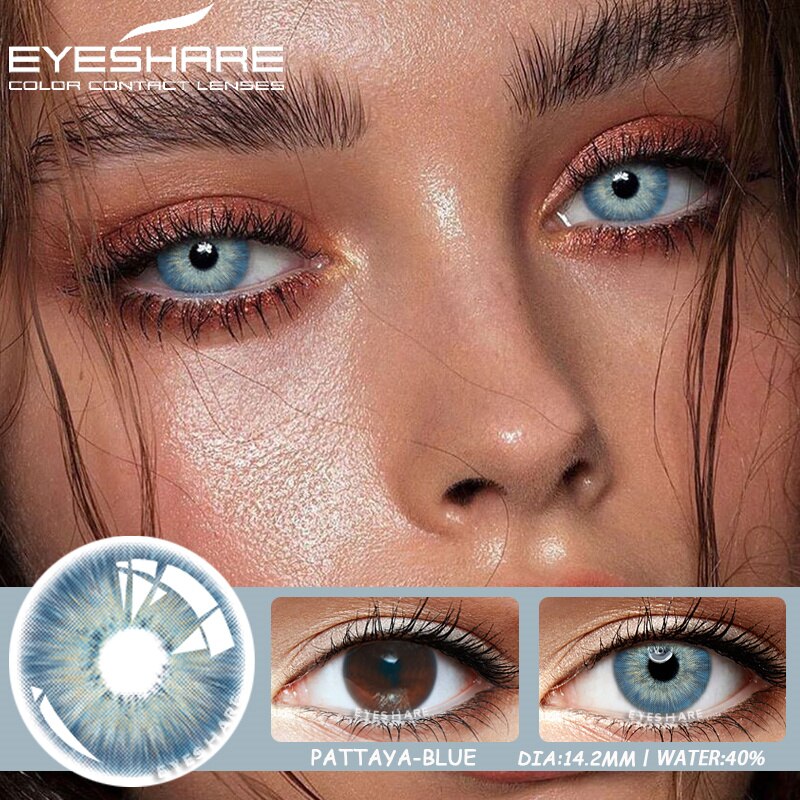 EYESHARE カラーコンタクトレンズ 目用 2 個 ナチュラル ブラウン コンタクト レンズ グレー ブルー レンズ 毎年美しい瞳孔コンタクト レンズ