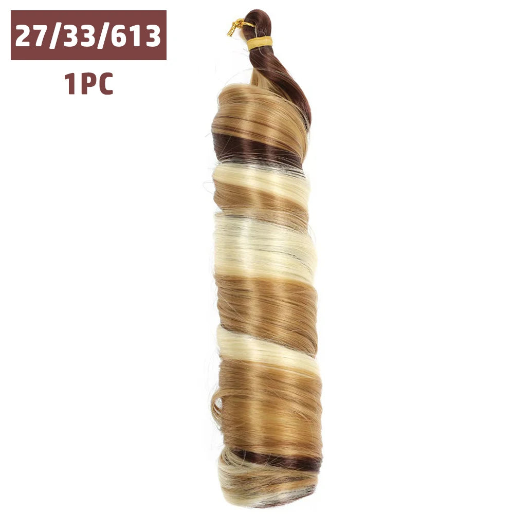 French Curls Braiding Hair 12-24inch Hair Extensions Synthetic Hairs Spiral Curls Braids Pre Stretched Loose Wave Braiding Hair