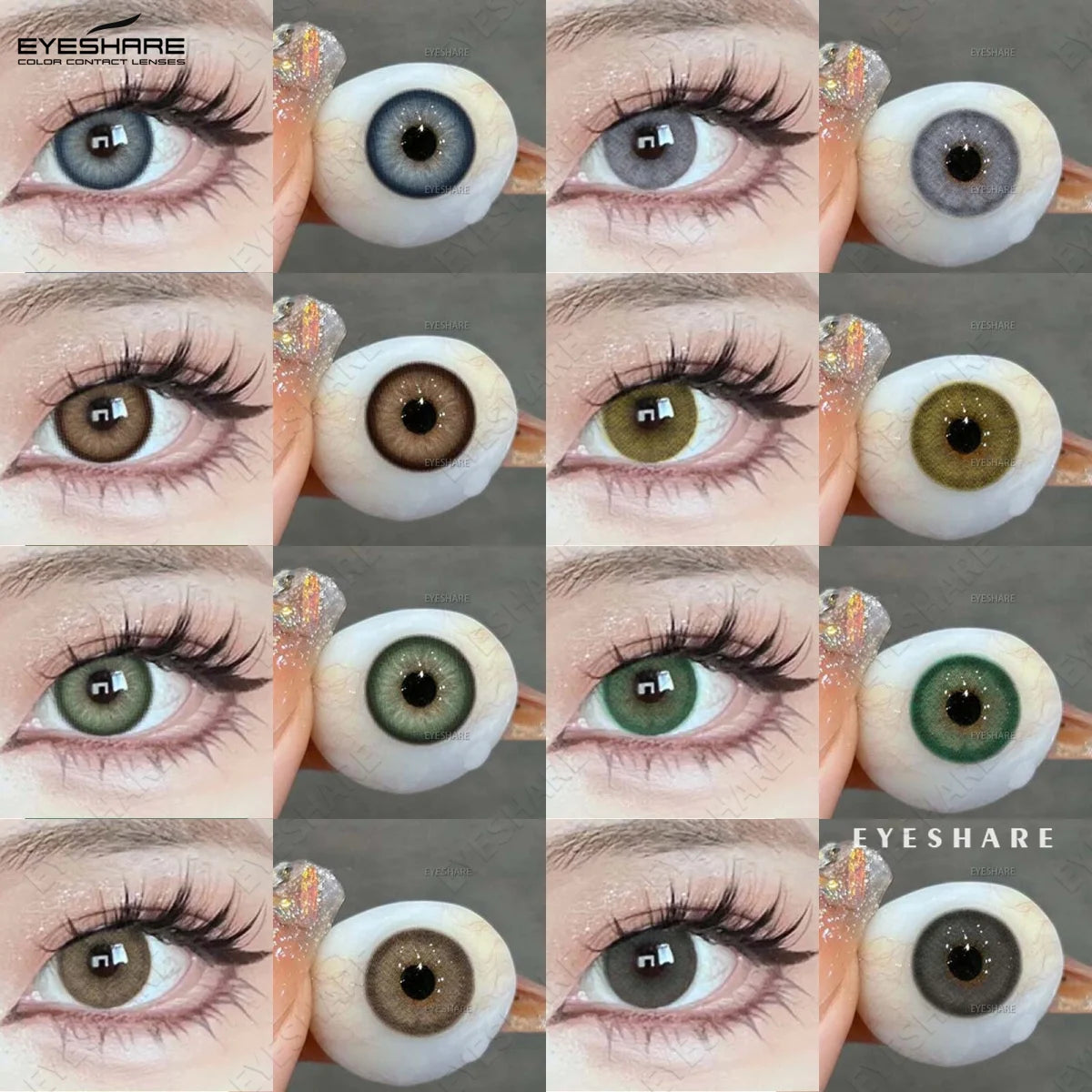 EYESHARE Colored Contact Lenses Fashion Blue Eyeglass Lenses Green Colored Lenses Brown Natural Lenses 1 Pair