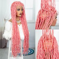 36 Inch Synthetic Braided Hair Wig Full Lace Ombre Colored Hair Wig for Black Women Box Braids Twisted Hairstyle Wigs