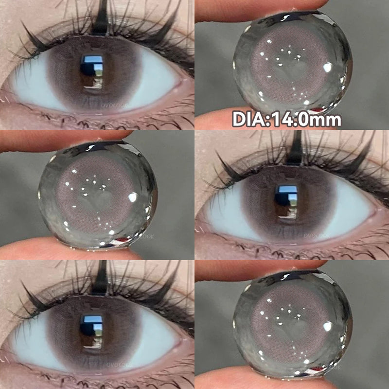 OVOLOOK-1 Pair Halloween Contact Lenses Beauty Eye Color Lenses Cosplay Pupils Myopia Lens with Prescription Natural Blue Lens