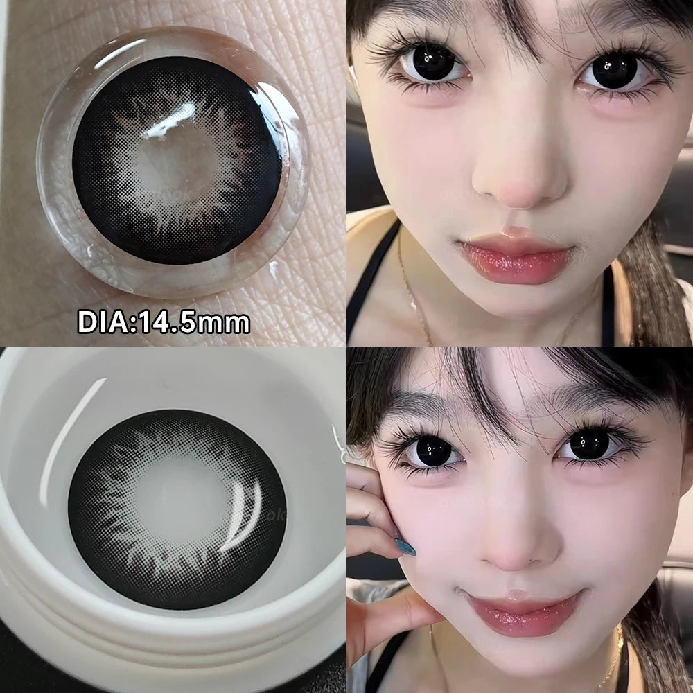 OVOLOOK-1 Pair Halloween Contact Lenses Beauty Eye Color Lenses Cosplay Pupils Myopia Lens with Prescription Natural Blue Lens