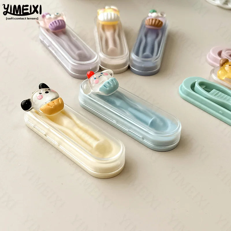 Contact Lenses Case with Mirror Mini Protable Colored Lenses Storage Box Glasses Container Gift