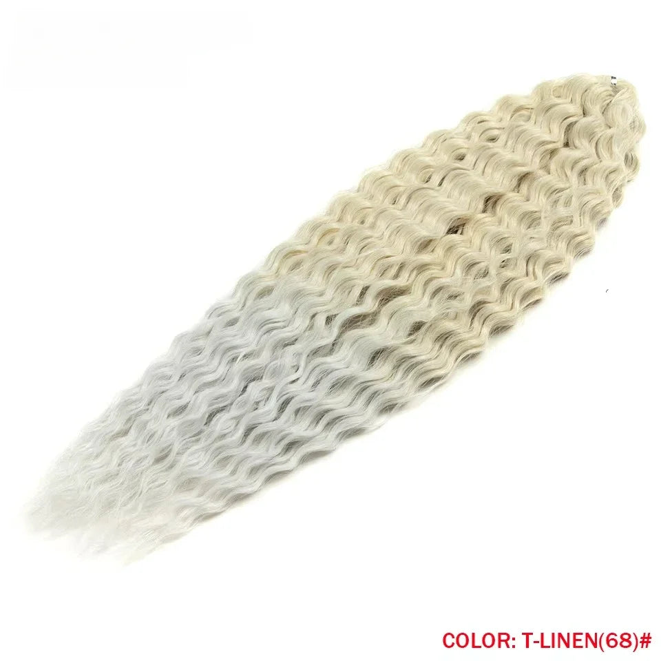 22 Inch Ombre Blonde Rainbow Water Wave Crochet Hair – 300g Synthetic Curly Braiding Extensions