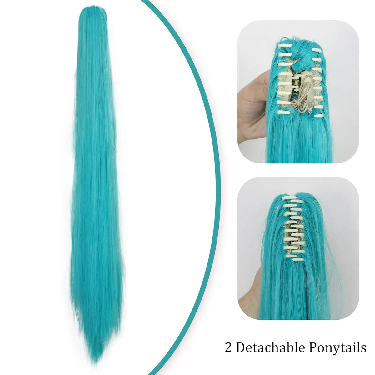 Long Teal Double Ponytail Wig Cosplay Inspired Synthetic Wig