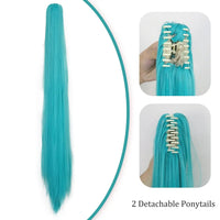 Long Teal Double Ponytail Wig Cosplay Inspired Synthetic Wig
