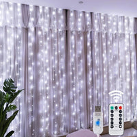 Christmas Lights LED Fairy String Curtain Lights 8 Mode Remote USB Festoon Christmas Decor For Home Holiday New Year Lamp
