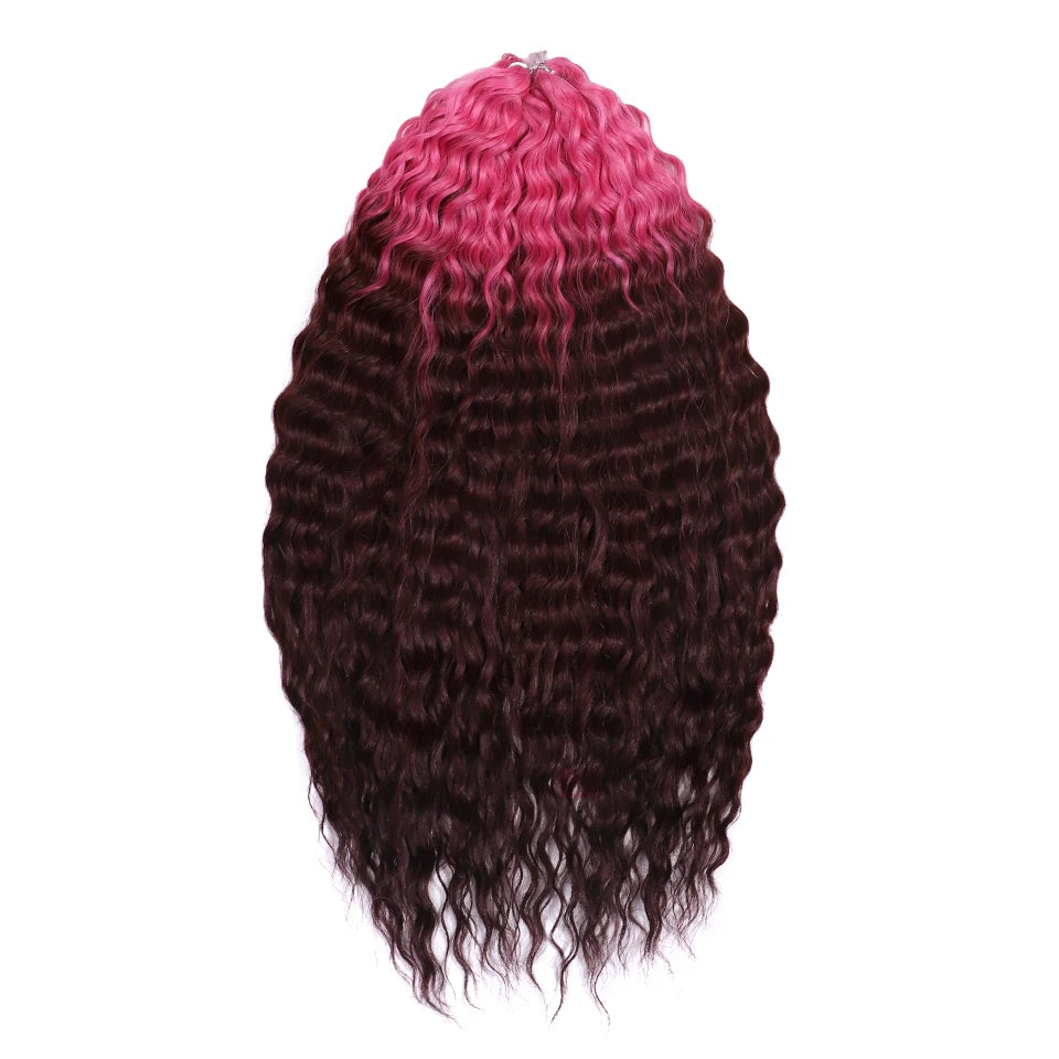 22 Inch Ombre Blonde Rainbow Water Wave Crochet Hair – 300g Synthetic Curly Braiding Extensions