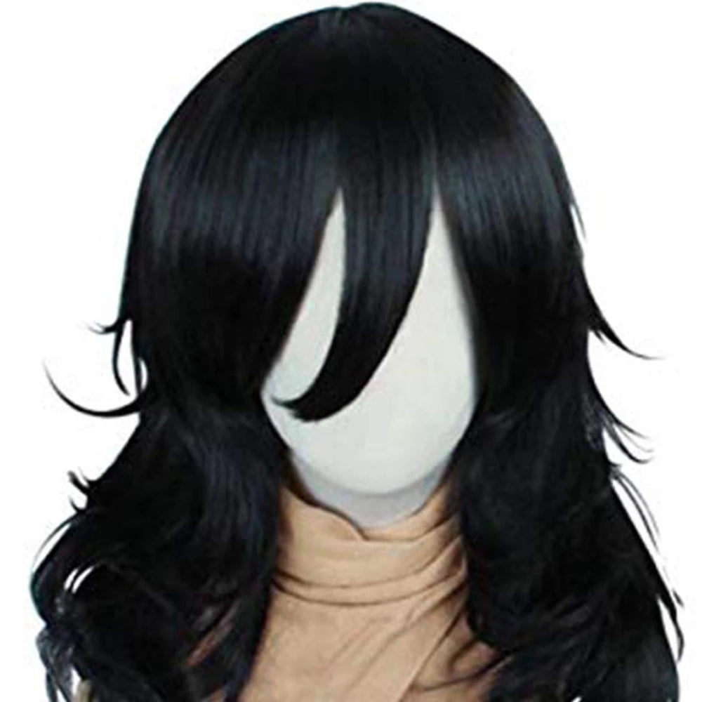 Cosplay Wig Long Wavy Bangs Synthetic Hair Black Wigs For Women Men Dress Up Wig For Anime Costume Party Wig For Halloween Wig