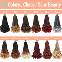 14’’ Synthetic French Curls Crochet Hair Braids Kid-Friendly Ombre Brown to Blonde French Curl Box Braids with Bouncy Curly Ends
