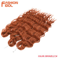 24 Inch Synthetic Hair Water Wave Braiding Hair Extensions Ombre Blonde Deep Wave Afro Curl Twist Crochet Hair for Women