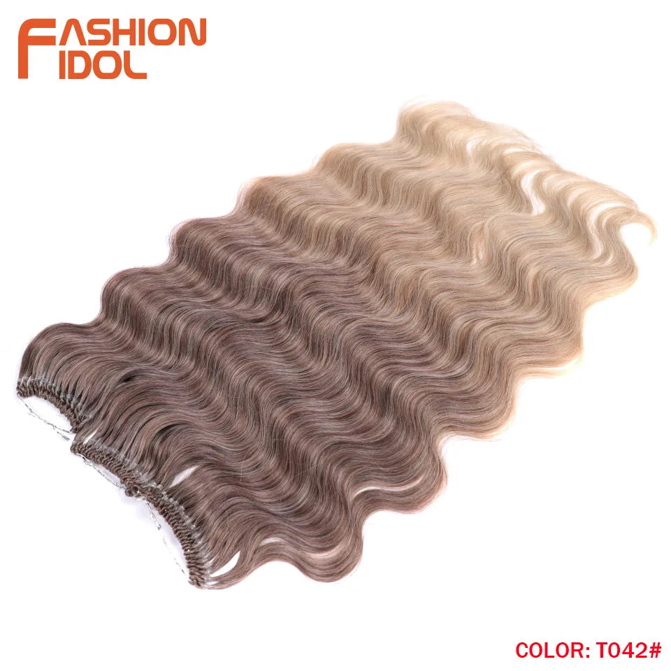 24 Inch Body Wave Crochet Hair – Synthetic Ombre Blonde Goddess Crochet Braids Natural Wavy Extensions