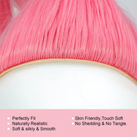 100cm Long Straight Synthetic Wig with Bangs – Pink Purple Cosplay Wig for Women