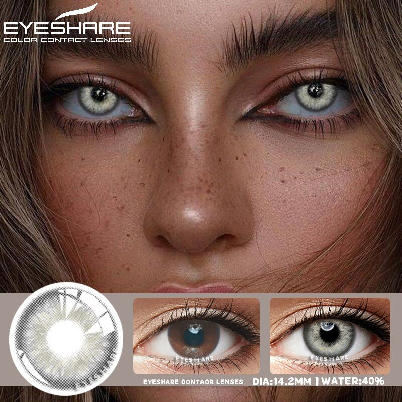 EYESHARE Color Contact Lenses for Eyes 2pcs Natural Brown Contact Lenses Gray Blue Lenses Yearly Beautiful Pupil Contact Lenses