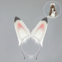 Furry Bunny Ears Headband Lolita Realistic Tail Set Cute Plush Cosplay Animal Tail Props Party Animal Tails Cosplay Costume