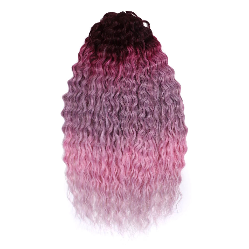 22 Inch Ombre Blonde Rainbow Water Wave Crochet Hair – 300g Synthetic Curly Braiding Extensions