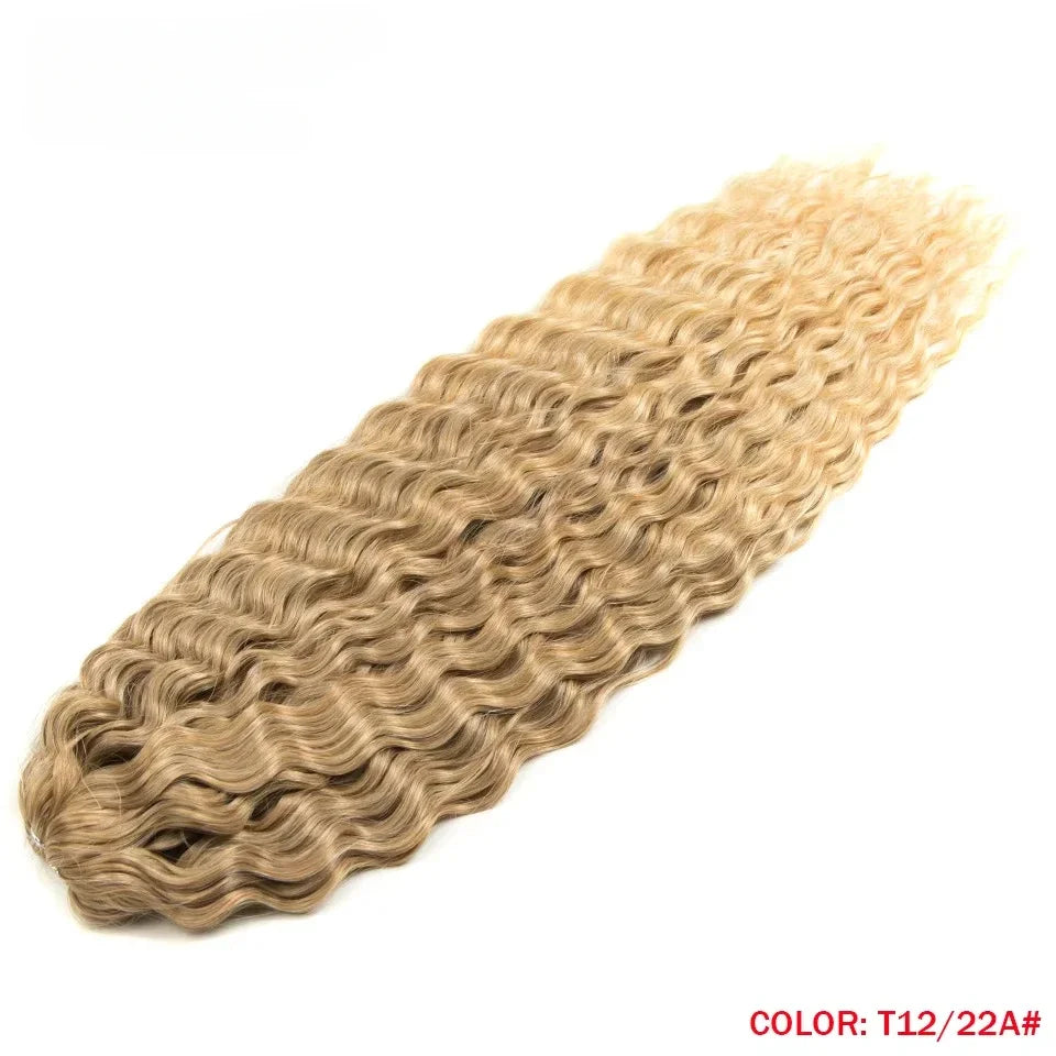 22 Inch Ombre Blonde Rainbow Water Wave Crochet Hair – 300g Synthetic Curly Braiding Extensions