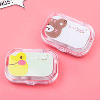 Cartoon Contact Lens Cases with Mirror Cute Contact Lens Box Square Women Girls Travel Contact Lenses Kit Container Case