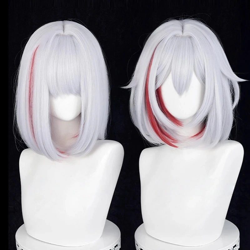 Topaz Short Cosplay Wig 35cm – Purple Mixed Silver White Red Heat Resistant Synthetic Wig
