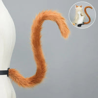 Handmade Plush Cat Ear Headband & Tail Set – Realistic Animal Cosplay Kit for Anime, Halloween & Furry Events