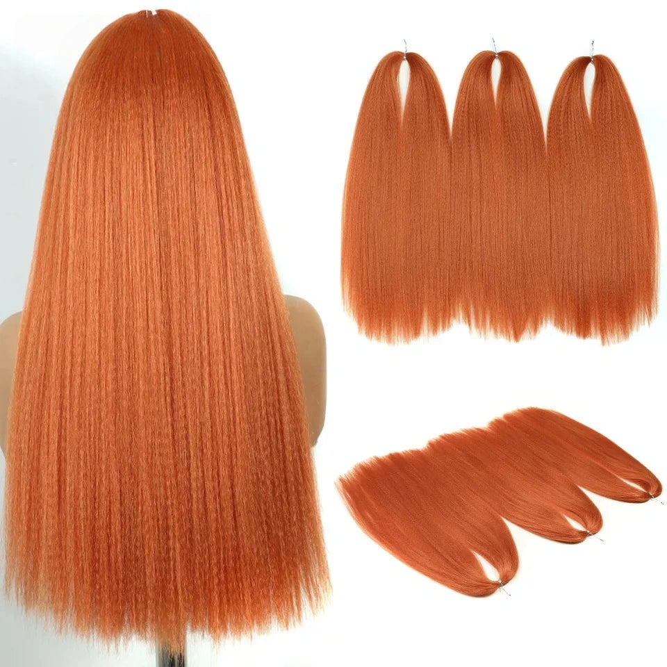 24" Yaki Straight Braiding Hair – Soft & Full (3 Packs)