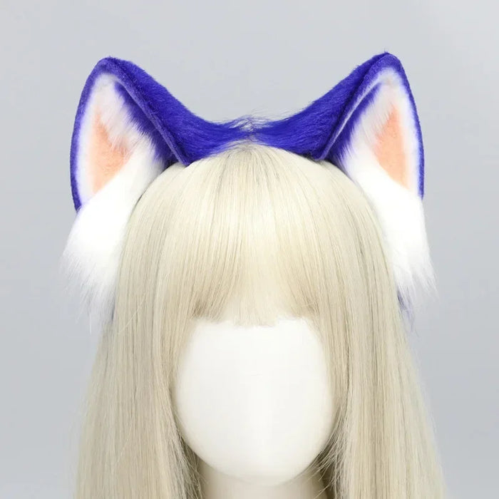 New Game Hedgehog Anime Cosplay Headband Blue Cat Ears Headwear Plush Lolita Headdress Halloween Hair Accessories Cat Ears Prop