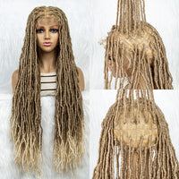 Pink Blue Full Lace Braided Wigs Synthetic Lace Front Wig Braid African With Baby Hair Braids Butterfly Locs Dreadlocks Wigs
