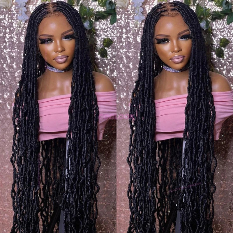 40" Dreadlock Wig Synthetic Full Lace Braided Wigs For Women Box Braids Wig Locs Braid Wig