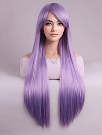 Lavender Wig with Bangs – Long Straight Heat Resistant Synthetic Wig for Women, Daily Wear & Party
