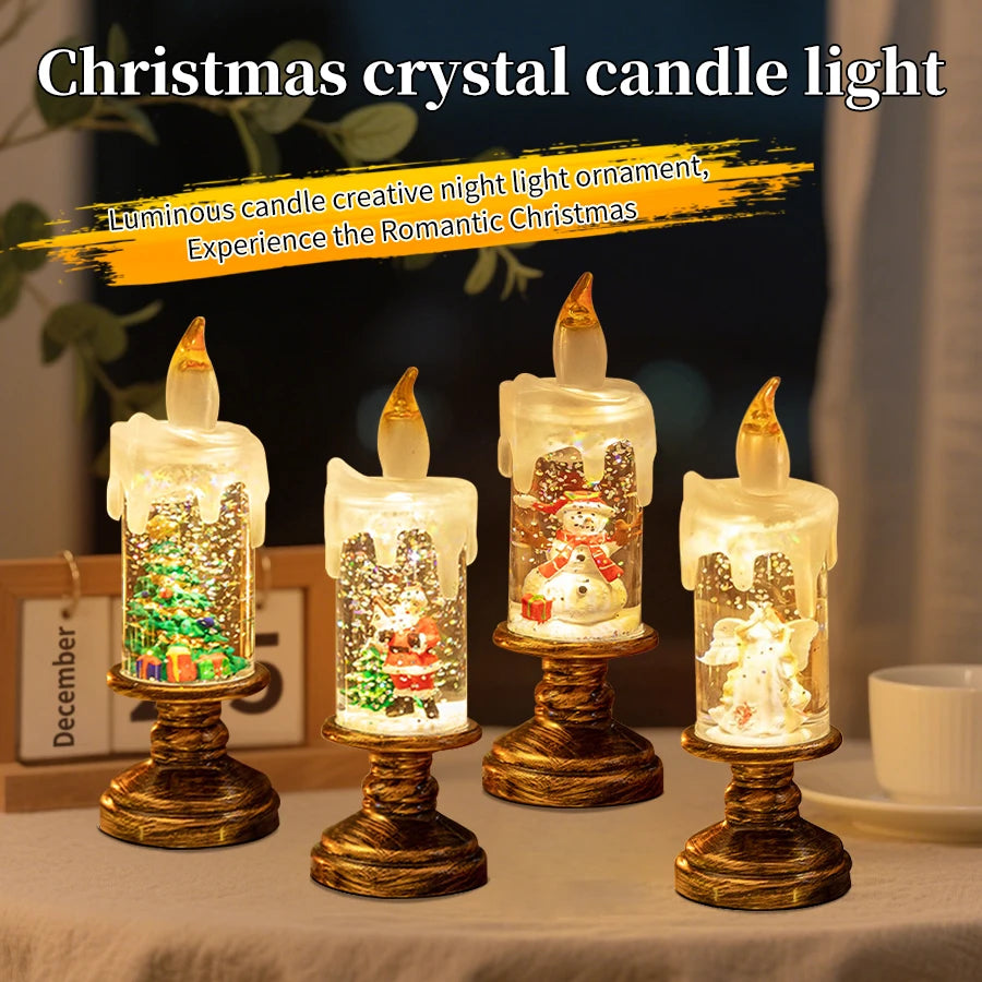 LED Christmas Tree Night Lights Christmas Candles Crystal Lights Christmas Gifts for Family and Friends Creative Gifts