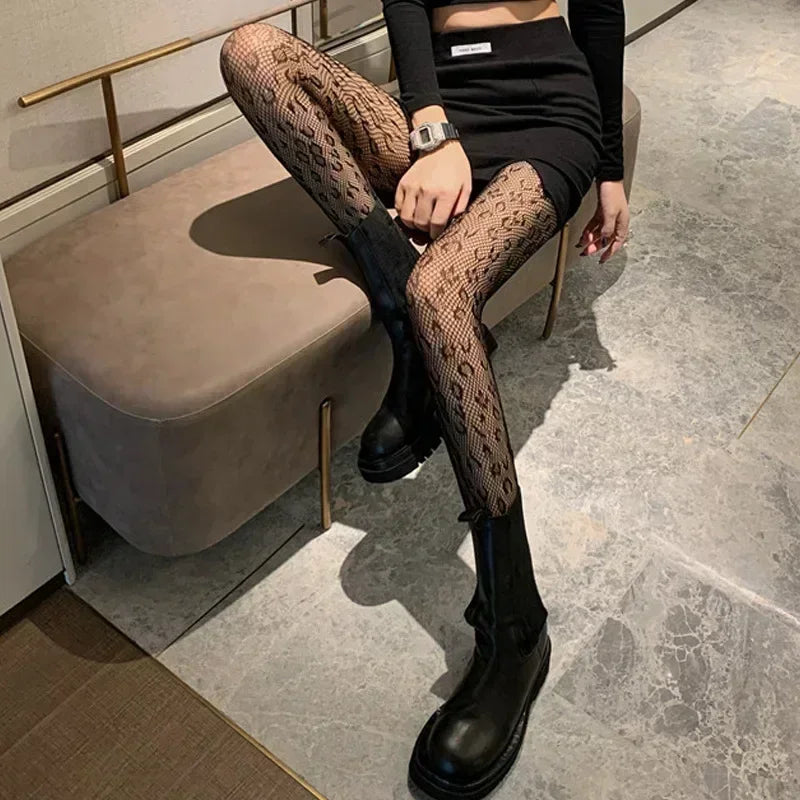 Japanese Lolita Retro Floral Rattan White Hosiery Hot Tights Classic Lolita Hollowed Out Lace Mesh Stockings Bottomed Pantyhose