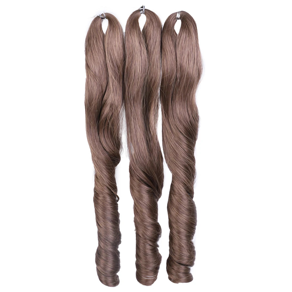 18 Inch French Curly Crochet Braiding Hair Synthetic Blonde Loose Wave Braids Hair Spiral Curls Hair Extensions