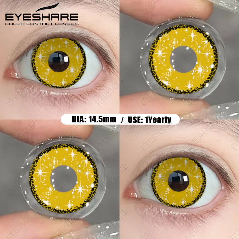 EYESHARE 1Pair Colored Contact Lenses for Eyes White Cosplay Lenses Red Anime Lenses Pink Colored Lens Yearly Blue Eye Contact