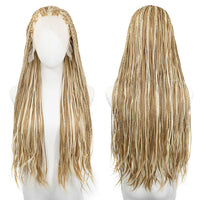 28Inch Pink Highlight Box Braided Wigs for Women Knotless Goddess Box Braid Lace Front Wig Colored Crochet Braid Synthetic Wig