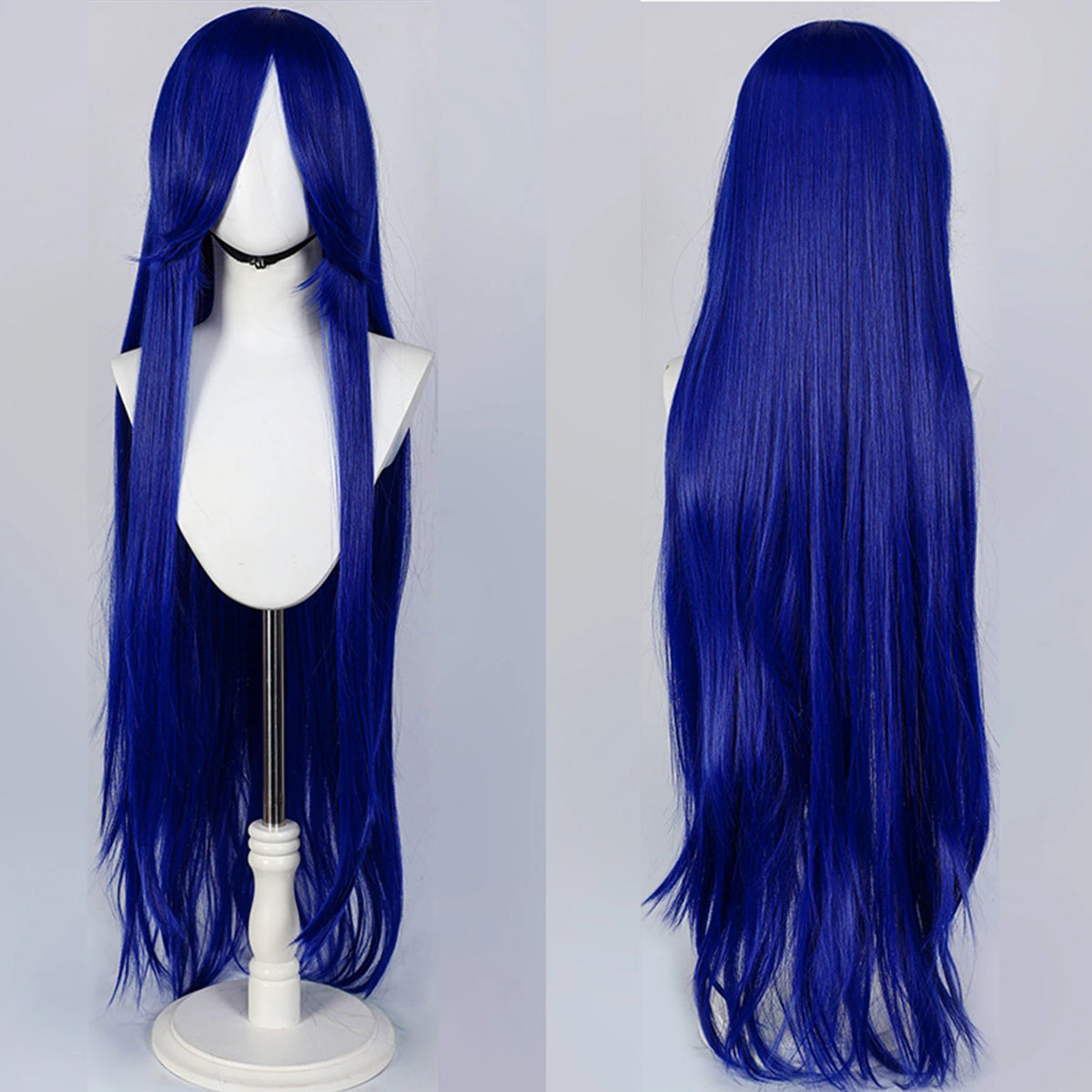 100cm Long Straight Synthetic Wig with Bangs – Pink Purple Cosplay Wig for Women