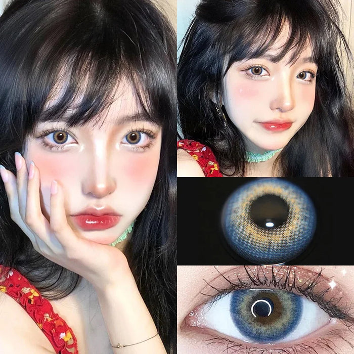 1 Pair Korean Lenses Color Contact Lenses for Eyes Natural Color Cosmetics with Diopter Lenses Anime Accessories Yearly Use