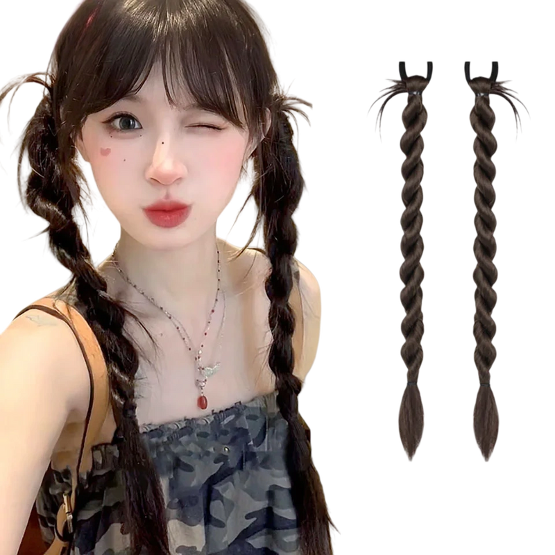 LM Synthetic Bubble Twist Ponytail High Elastic Wig Woman Hair Side Natural Lantern Braid Black Hous tail Hairpiece