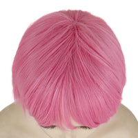 Short Pink Straight Synthetic Cosplay Wig with Bangs – Costume Wig for Women