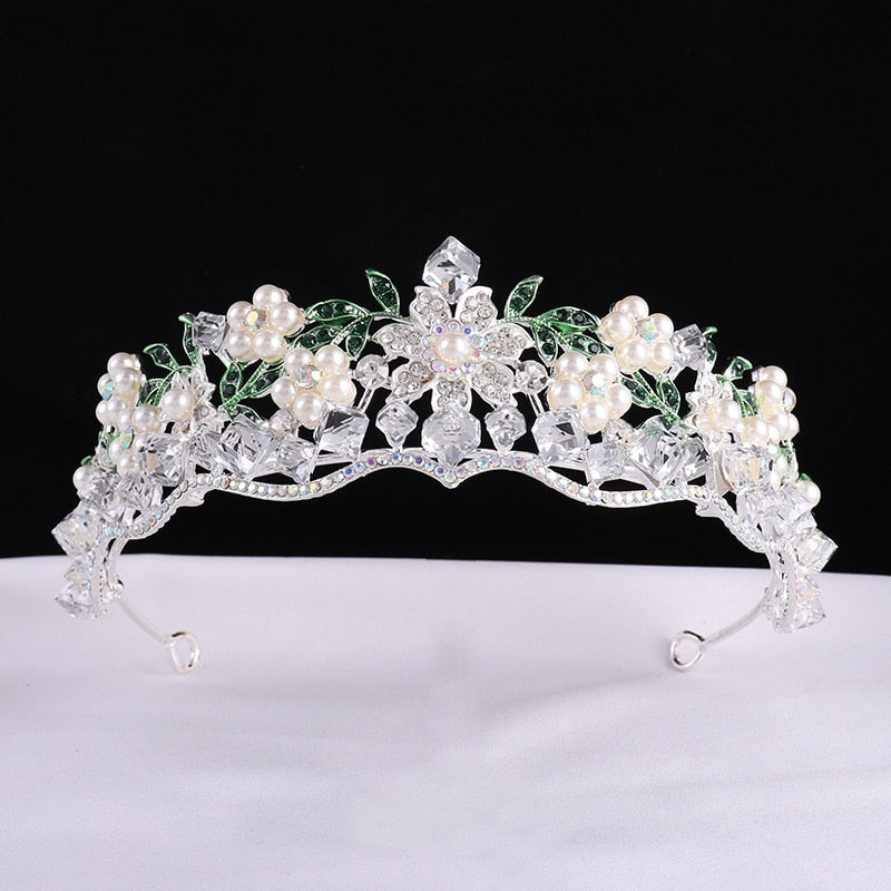 Luxury Baroque Purple Crystal Pearl Bridal Crown Tiara Magnificent Rhinestone Diadem for Bride Headband Wedding Hair Accessories