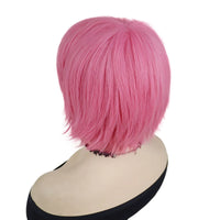 Short Pink Straight Synthetic Cosplay Wig with Bangs – Costume Wig for Women