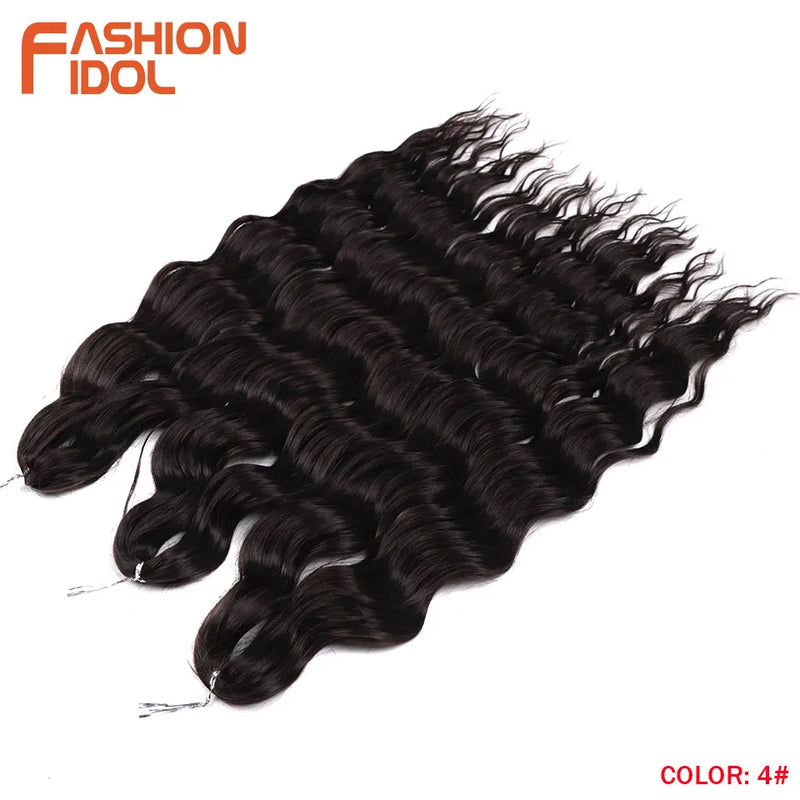 24 Inch Synthetic Hair Water Wave Braiding Hair Extensions Ombre Blonde Deep Wave Afro Curl Twist Crochet Hair for Women