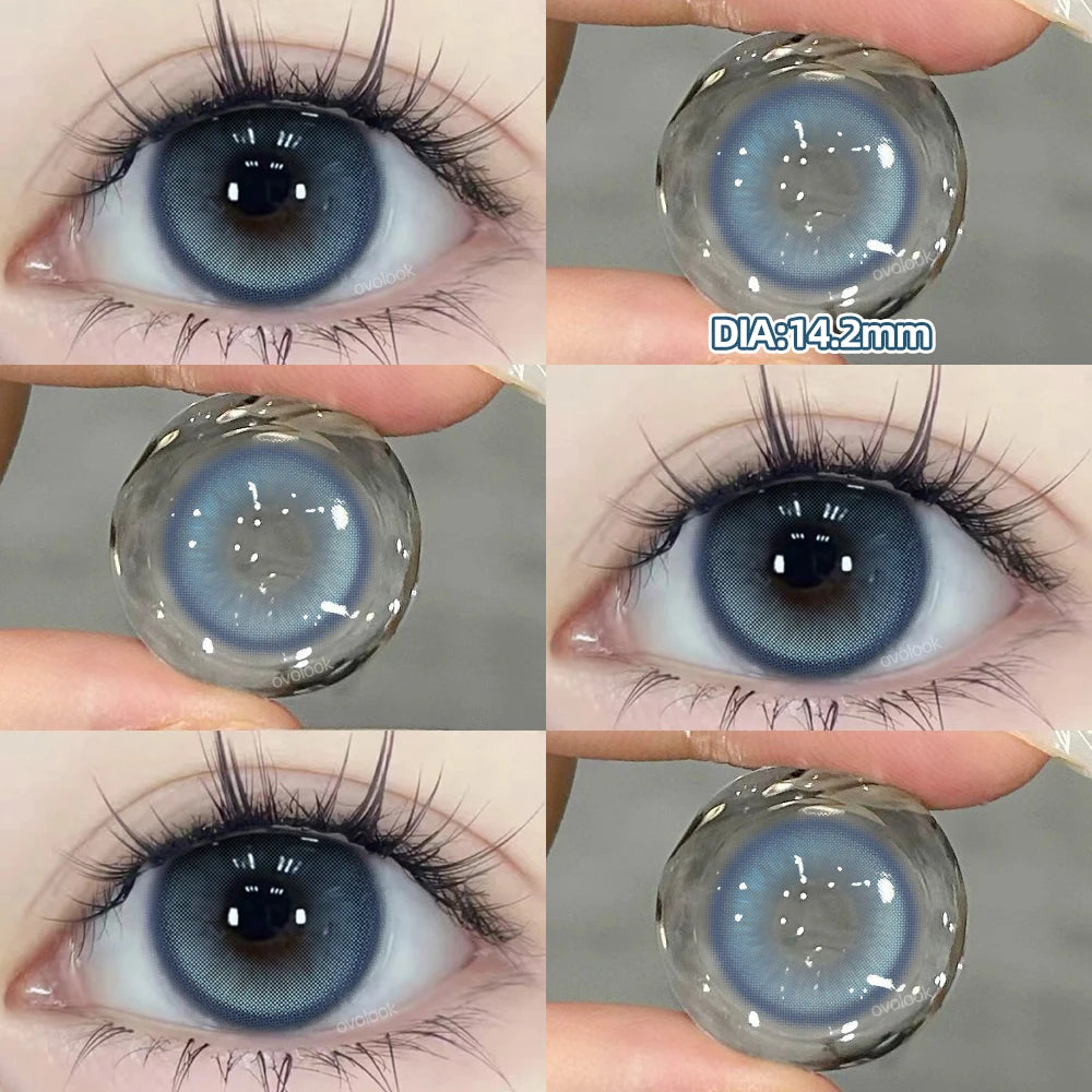 1 Pair Myopia Fashion Lens Prescription Colored Contact Lenses Beauty Pupils Purple Eye Lenses Blue Eye Color Lenses OVO