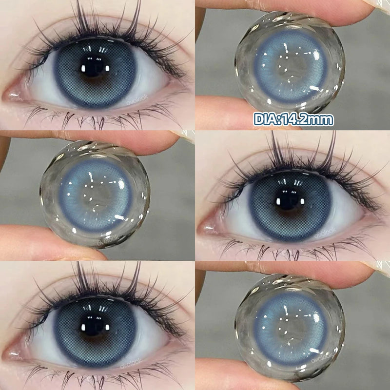 1 Pair Myopia Fashion Lens Prescription Colored Contact Lenses Beauty Pupils Purple Eye Lenses Blue Eye Color Lenses OVO